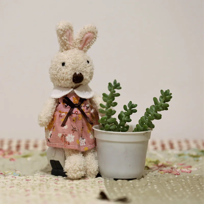 Mini 18cm Rabbit Plush Pendant Dolls Bunny Bag Pendants Keychain Stuffed Animals Toys Clothes Bears Doll Toy for Girls Gifts