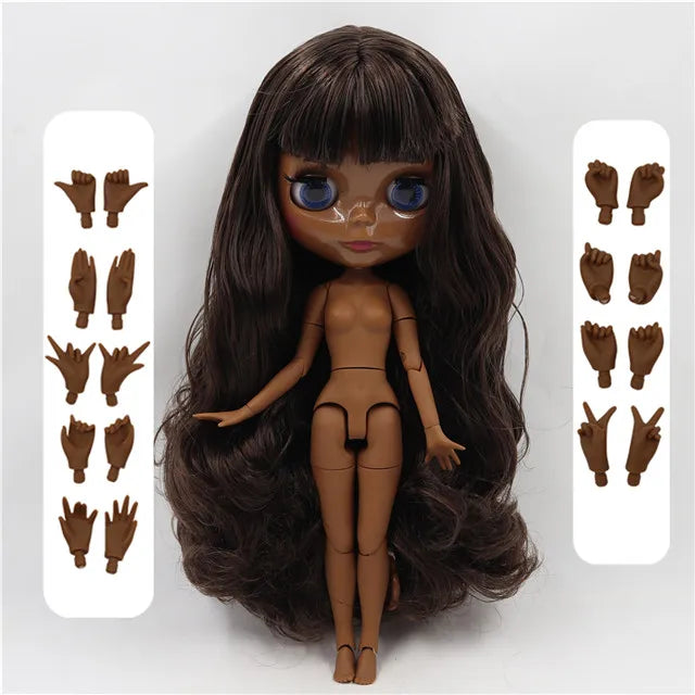 ICY DBS Blyth doll 1/6 bjd black mix brown hair joint body 30cm doll custom doll DIY anime girls