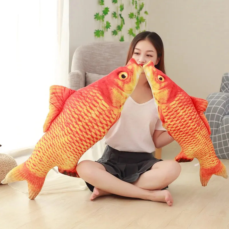 20cm/30cm/40cm Lucky Red Carp Plush Toys Soft Stuffed Animal Koi Fish Dolls Creative Pillows for Cats Dogs Kids Christmas Gifts