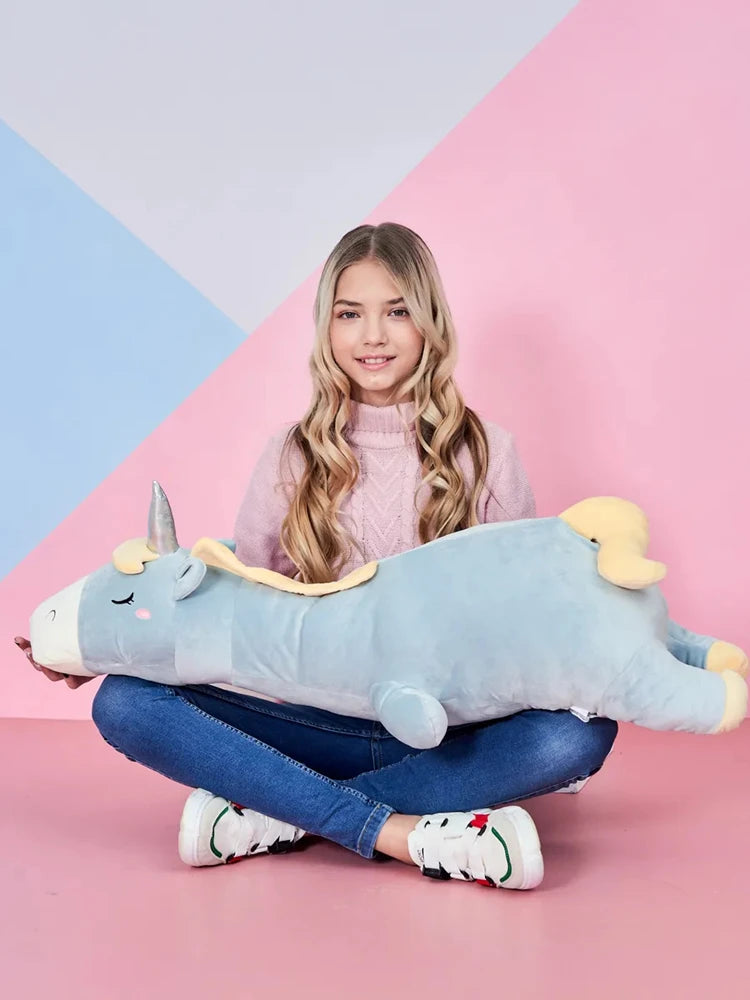 Hug Pillow Pink Unicorn Plush Toy Giant Stuffed Animal Soft Long Pillow Sleepig Unicorn Blue Appease Doll For Kids Girl Gifts