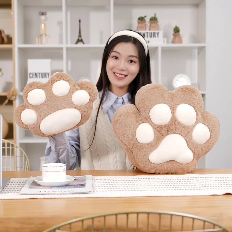 Kawaii Animal Bear Paw Pillow Cute Stuffed Cat Paw Hand Warmer Plush Blanket Home Chair Decor Children Gift