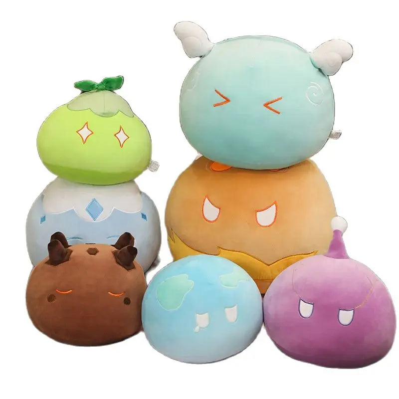 Genshin Impact Slime Plush Toys Wind Thunder Element Slime Throw Pillow Cushion Stuffed Soft Plushie Dolls Gifts for Fans