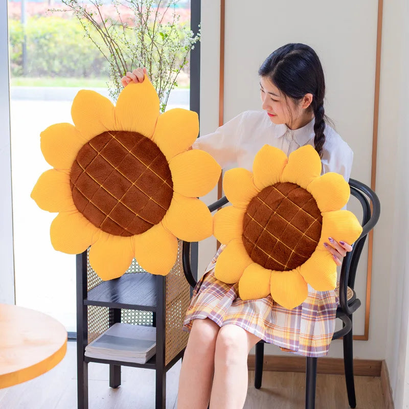 40/50/70CM 1pc Stuffed Sunflower Plush Plant Seat Cushion Flowers Decor Pillow Props For Sofa Chair Indoor Floor