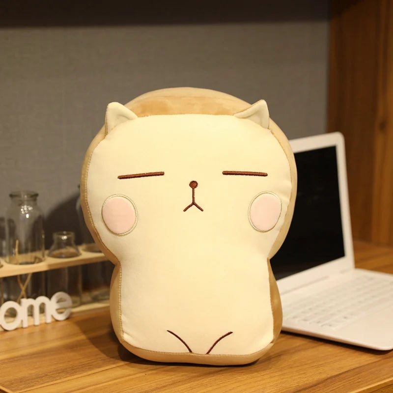 New Creative Toast Cat Plush Fat Pillow Soft Stuffed Cartoon Animal Cat Stuffed Doll Home Decor Girl Birthday Gift Chair Cushion