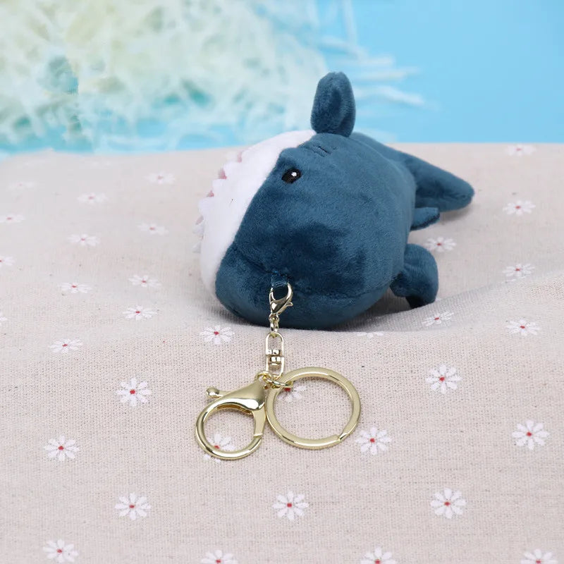 15cm Cute Simulation Shark Plush Pendant Toys Soft Cartoon Whale Stuffed Doll Backpack Keychain Bag Pendant Kids Birthday Gifts