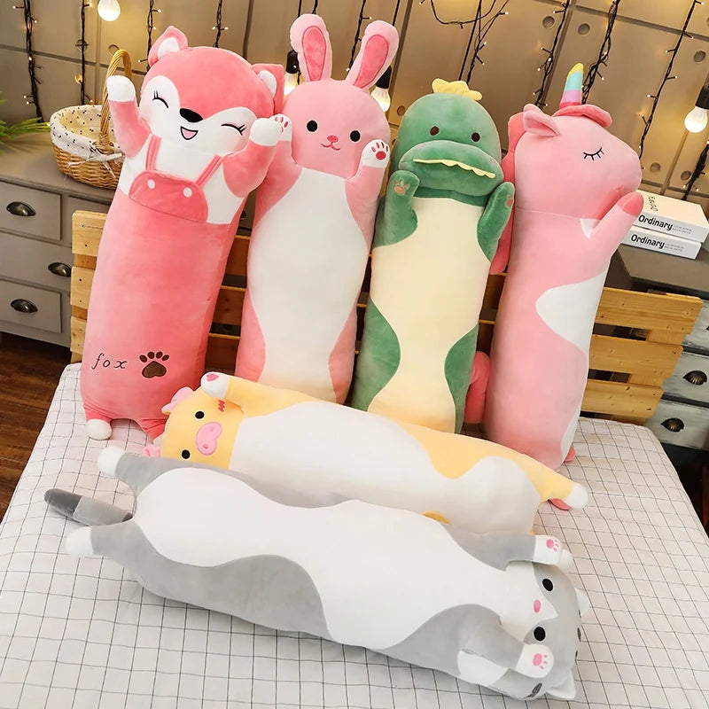 1pc 70/90/120cm Cartoon Animal Dinosaur Unicorn Cat Plush Toys Stuffed Soft Long Sleeping Pillow Dolls Children Birthday Gift