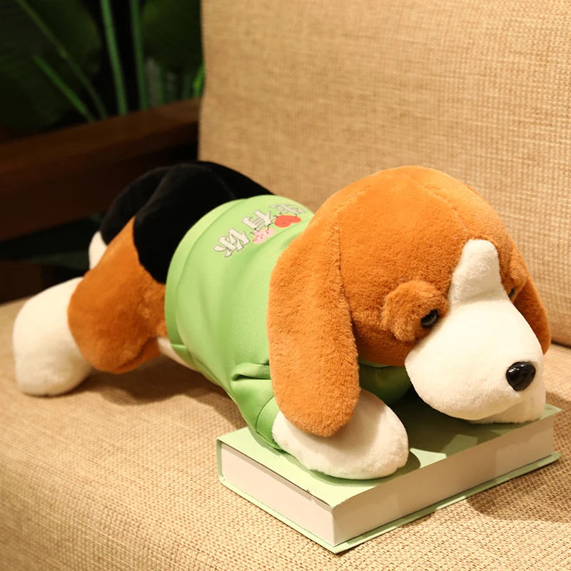 40-80CM Kawaii Stuffed Dog Plush Toy Lying Beagle Puppy Dog with Clothes Soft Pillows Cute Animals Doll Birthday Gift