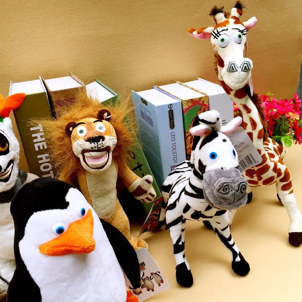 6 Styles CartoonMadagascar Plush Toy Madagascar Cartoon Figure Lion Giraffe Penguin Zebra Hippo Doll fan Cute Gift