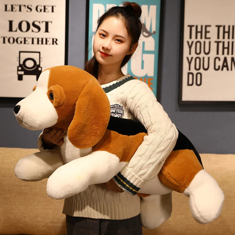 40-80CM Kawaii Stuffed Dog Plush Toy Lying Beagle Puppy Dog with Clothes Soft Pillows Cute Animals Doll Birthday Gift