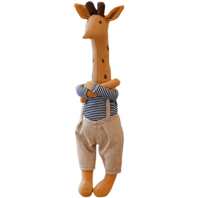 Denmark Giraffe Plush Toy Stuffed Animal Giraffe Doll in Clothes Doll Nordic Style Dressed Giraffe Plushies Soft Toy Girl