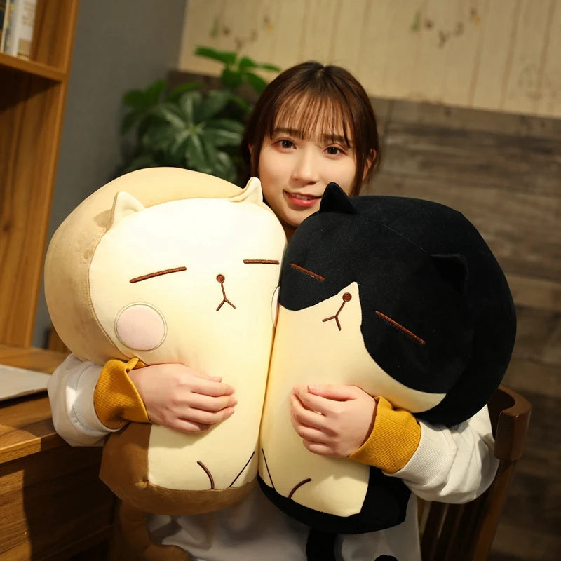 New Creative Toast Cat Plush Fat Pillow Soft Stuffed Cartoon Animal Cat Stuffed Doll Home Decor Girl Birthday Gift Chair Cushion