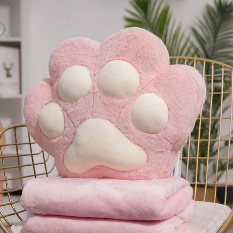 Kawaii Animal Bear Paw Pillow Cute Stuffed Cat Paw Hand Warmer Plush Blanket Home Chair Decor Children Gift