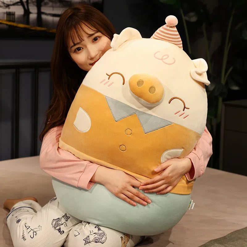 High Quality Dress Suit Dinosaur&Elephant&Piggy&Bear Plush Fat Pillow Soft Cartoon Animals Stuffed Doll Kawaii Cushion Gift