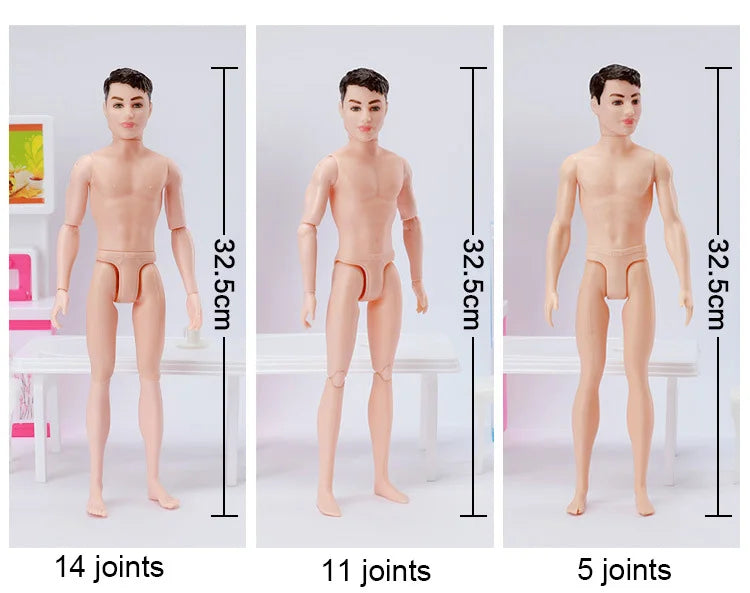 30cm Ken Doll Moveable Jointed Nude Doll Boyfriend Ken Male Man Naked Dolls Accessories