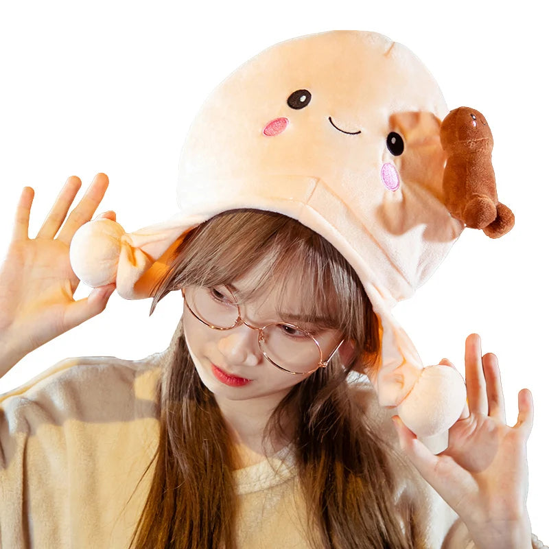 Kawaii Plush Penis Shaped  Cute Hat Toys Cartoon Warm Winter Adult Doll Women Indoor Household Products Creative Gifts