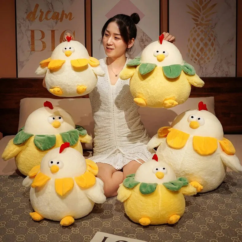 Foolishly Cute Fat Chickens Plush Toy Soft Hairy Flower Chicken Stuffed Doll Home Decor Best Christmas Gift For Girlfriends