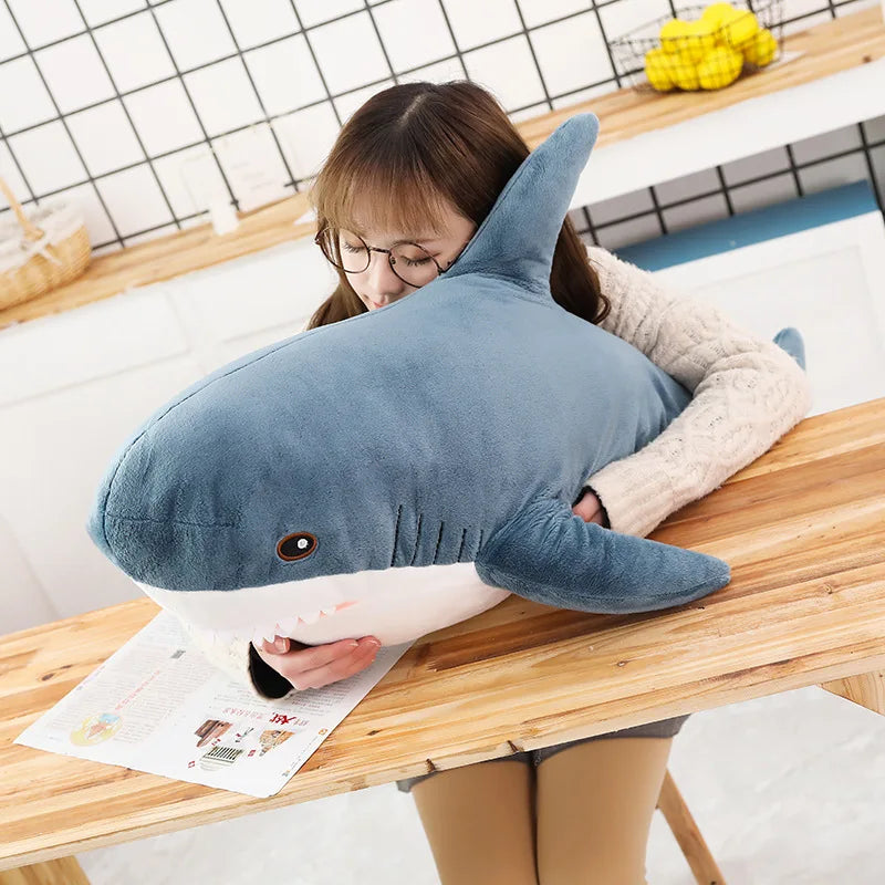 140cm Giant Big Funny Soft Bite Shark Plush Toy Stuffed Cute Animal Reading Pillow Appease Cushion Doll  Gift For Children Baby