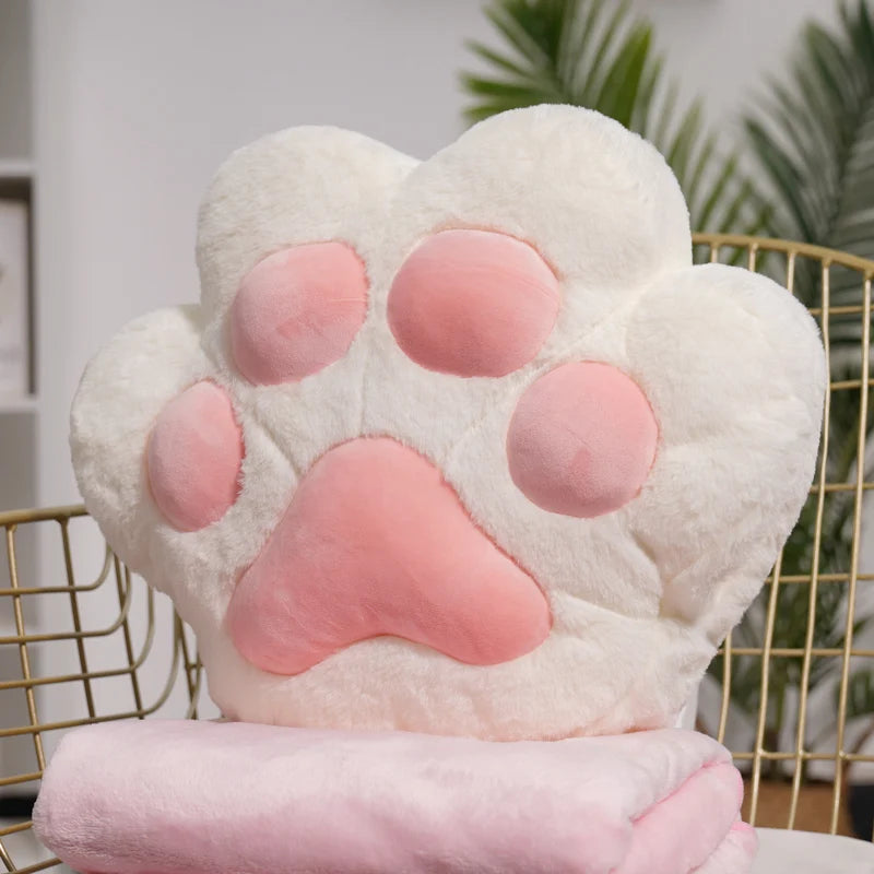 Kawaii Animal Bear Paw Pillow Cute Stuffed Cat Paw Hand Warmer Plush Blanket Home Chair Decor Children Gift