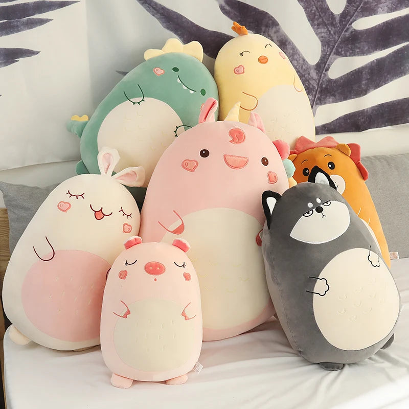 45/60CM Squishy Toy Kawaii Animal Fat Dinosaur Shiba Inu Dog Pillow Plush Toys Cute Rabbit Doll Girls Bed Sleeping Cushion