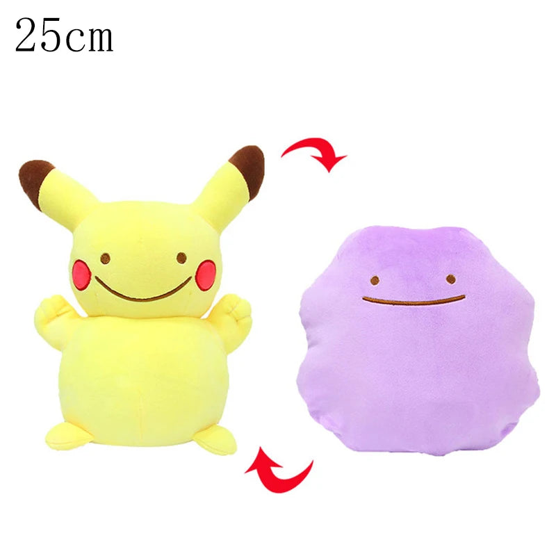 Pokemon Double Sided Ditto Flip Reversible Plush Toy Cartoon Image Expression Eevee Lapras Snorlax Gengar Stuffed Doll Gift