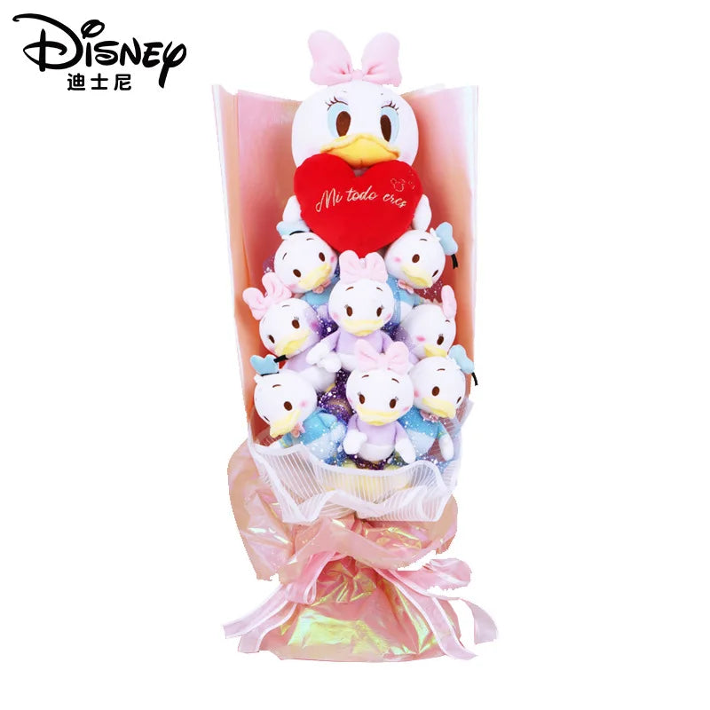 Disney Doll Mickey Minnie Mouse Cartoon Flower Bouquet Lilo Stitch Donald Duck Daisy Plush Toy Bouquet Birthday  Valentine Gift