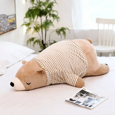 35cm Kawaii Baby Dressing Polar Bear Plush Doll Baby Soft Stuffed Wearable Sleeping Bear Pillow Animal Plush Toy Kids Gifts