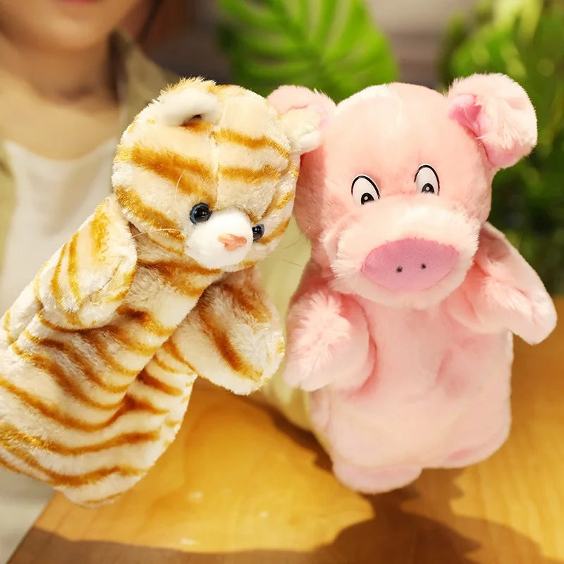 13 Styles Animals Plush Hand Puppet Toy Cute Owl Bear Rabbit Frog Cat Elephant Stuffed Doll Telling Playing Doll Learning Funny