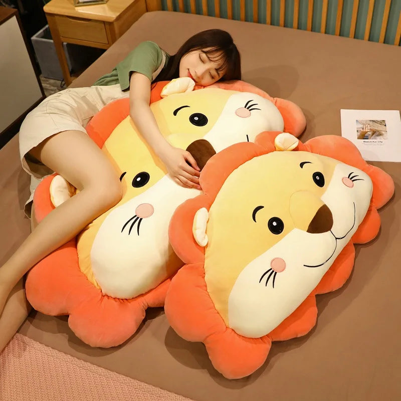 85cm Big Happy Lions Plush Bedside Pillow Cartoon Animal Stuffed Bed Waist Doll Chair Cushion High Quality Kids Birthday Gift