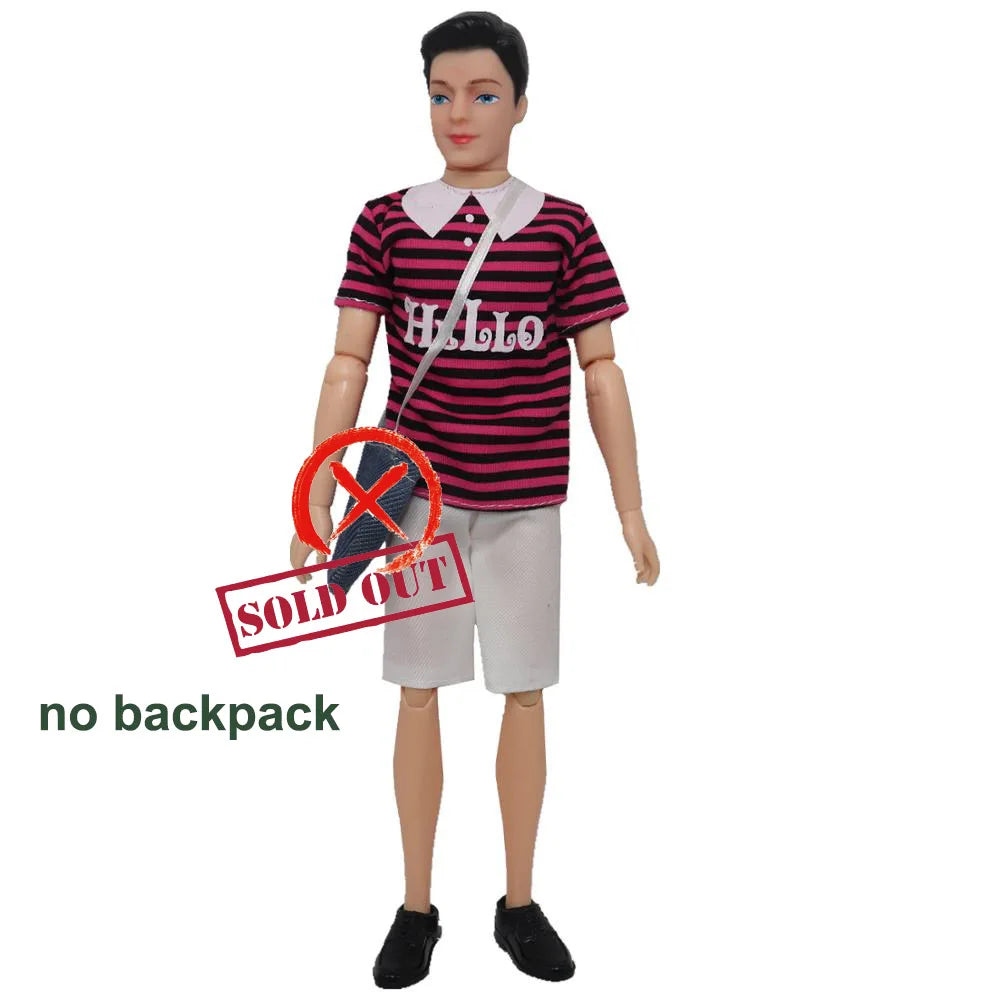 1 Set Ken Doll Cloth Fashion Daily Wear Student Suit With Backbag Schoolbag Male Doll Clothes 1/6 Ken Clothes Doll Accessories