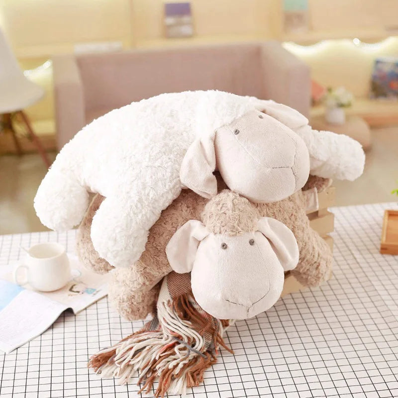 Korea Lamb Folding Plush Pillow Soft Stuffed Animal Simulation Sheep Plush Changeable Doll For Friend Room Decor Chair Cushion