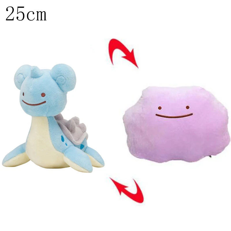 Pokemon Double Sided Ditto Flip Reversible Plush Toy Cartoon Image Expression Eevee Lapras Snorlax Gengar Stuffed Doll Gift