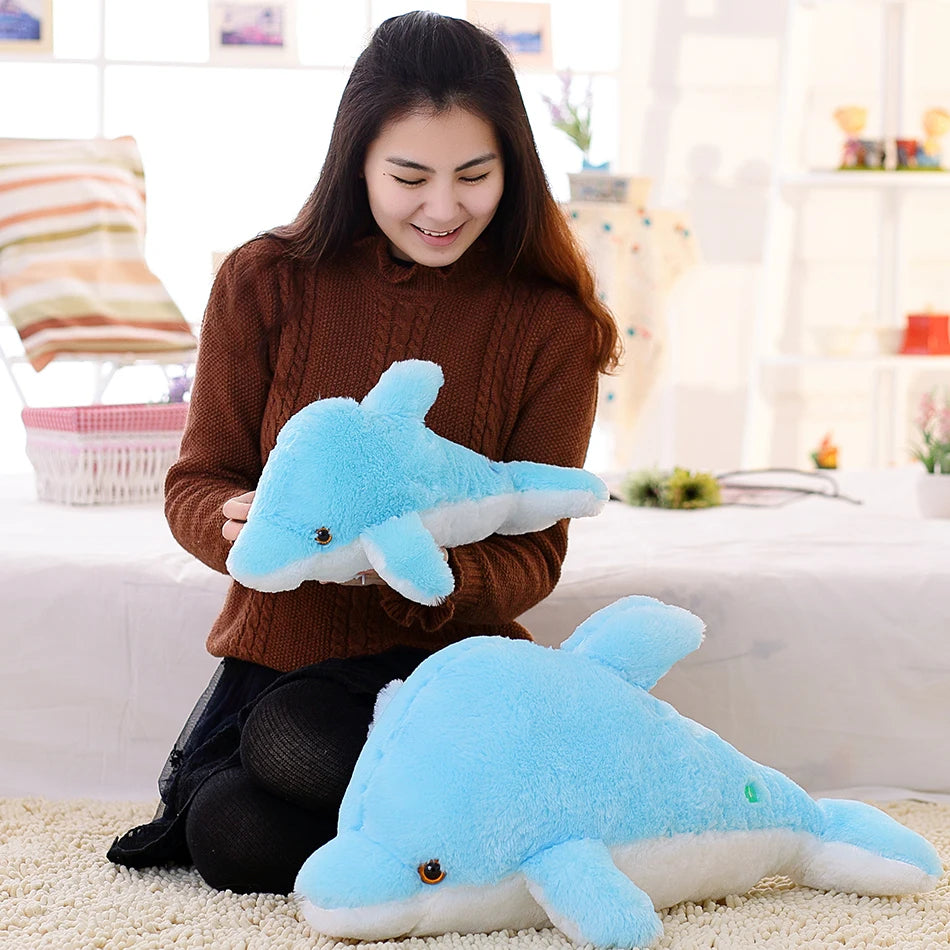 45cm Creative Luminous Plush Dolphin Doll Glowing Pillow