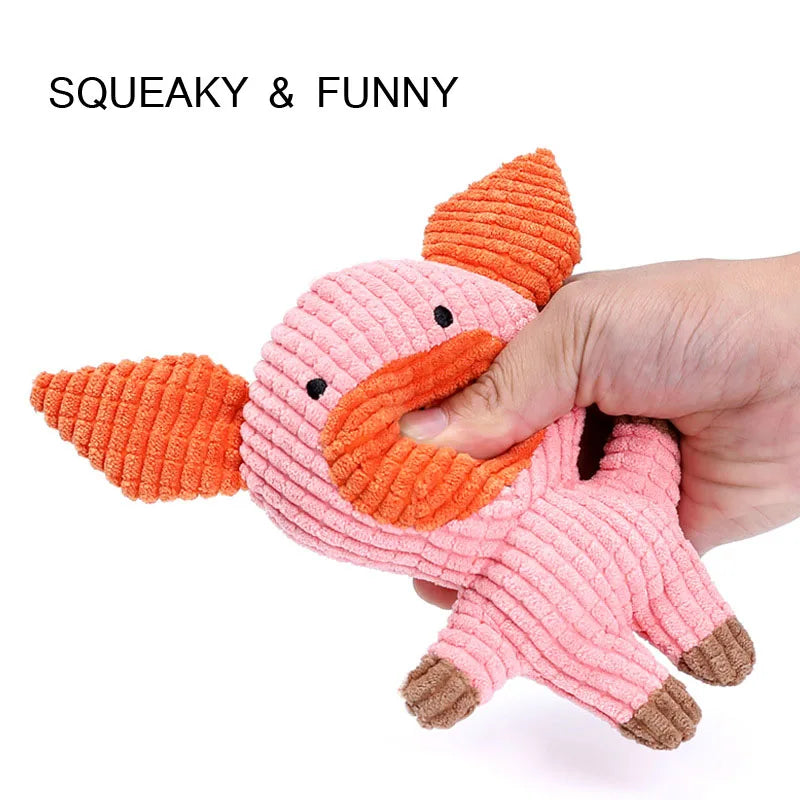 Cute Plush Toys Squeak Pet Cow Rabbit Animal Plush Toy Dog Chew Squeaky Whistling Involved Squirrel Dog Toys