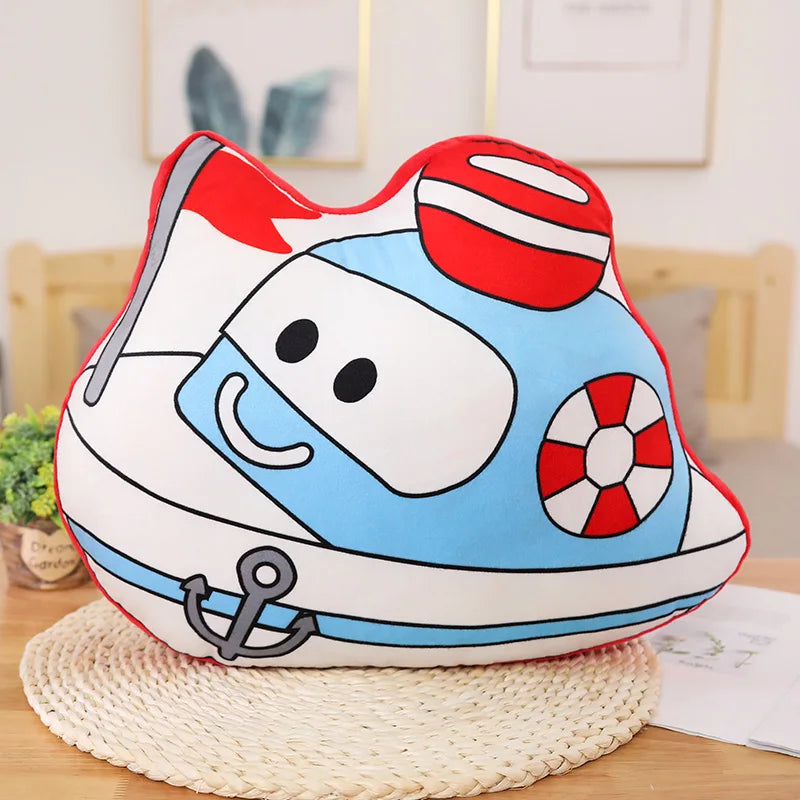 Kids Toys Aircraft Plush Toys Cute Cartoon Cars Fire Truck Cement Mixer Plush Toys Best Gifts For Childrens Room Decoration Gift