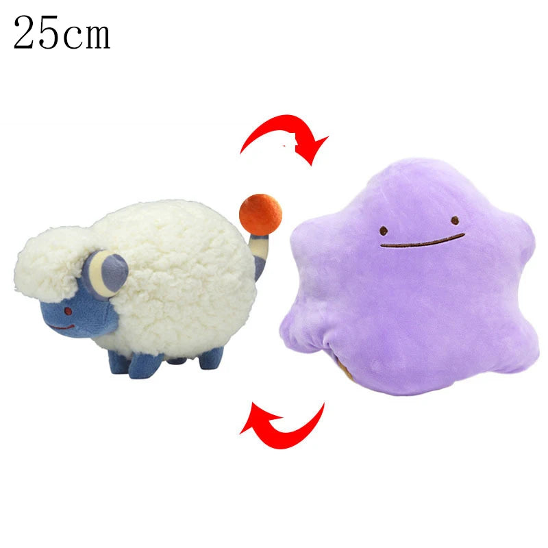 Pokemon Double Sided Ditto Flip Reversible Plush Toy Cartoon Image Expression Eevee Lapras Snorlax Gengar Stuffed Doll Gift