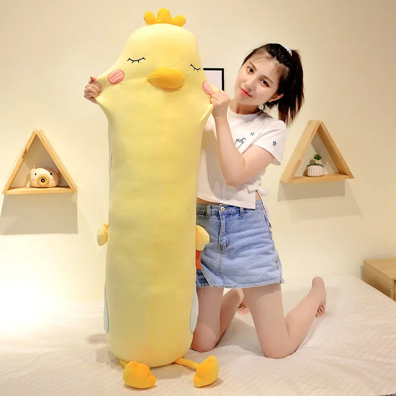 New Giant Soft Duck Plush Toy Stuffed Cartoon Animal Chicken Doll Sleep Long Pillow Cushion Boyfriends Pillow Birthday Gifts