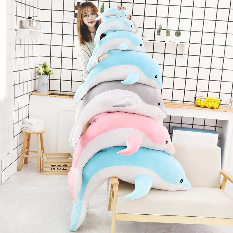 Low Price 30cm Kawaii Dolphin Plush Doll Stuffed Down Cotton Anima Nap Pillow Creative Kids Toy Christmas Gift for Girls