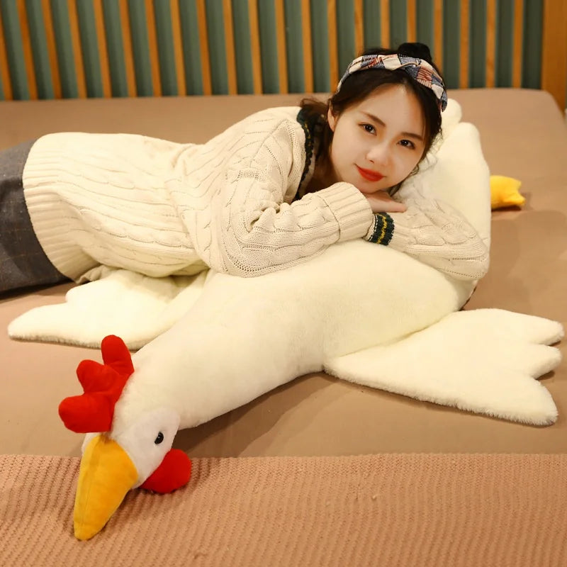 Giant Wings Yellow/White Chickens Plush Toy Stuffed Animal Cock Doll Sleep Long Cushion Boyfriends Pillow Birthday Gift