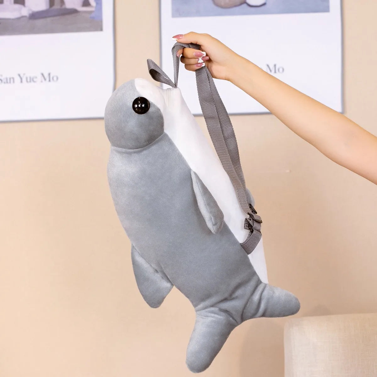 1pc 55cm Plush Hammerhead  Grey Shark Backpack Toys Simulation Shark Dolls Stuffed Soft Student Backpack for Children Kids Gift