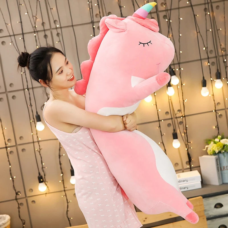 1pc 70/90/120cm Cartoon Animal Dinosaur Unicorn Cat Plush Toys Stuffed Soft Long Sleeping Pillow Dolls Children Birthday Gift