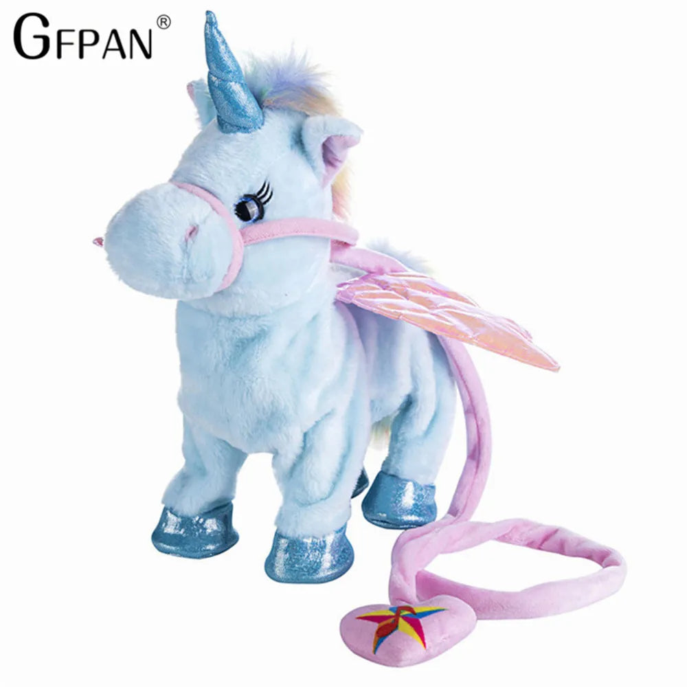 Hot Toy 1pc Electric Walking Unicorn Plush Toy Stuffed Animal Toy Electronic Music Unicorn Toy for Children Christmas Gifts