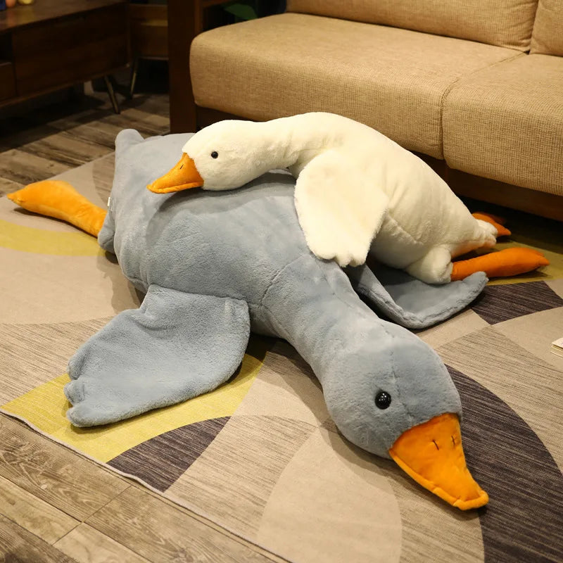 50/90cm Giant Long Plush White Goose Toy Stuffed Lifelike Big Wings Duck Hug Massage Throw Pillow Boyfriend Cushion For Girl