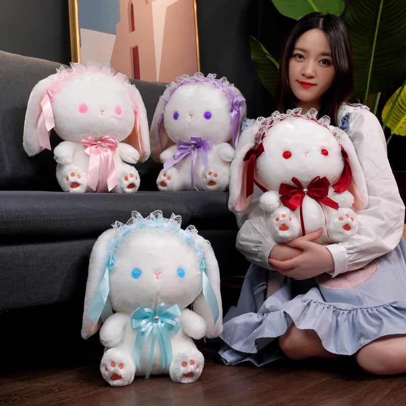 23/35cm Lolita Rabbit Doll Pink Bunny Plush Toy Soft Stuffed Animal Cosplay Rabbit Doll Plushies Xmas Gifts For Girl Kawaii