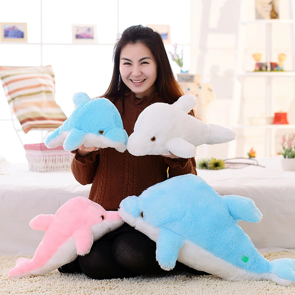 45cm Creative Luminous Plush Dolphin Doll Glowing Pillow