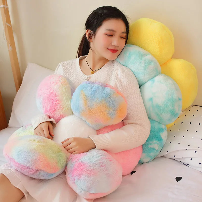 1pc 30/50/65CM Furry Plush Flower Plush Pillow Mat Stuffed Lifelike Flower Shape Baby Kids Home Soft Pillow Cushion Home Decor