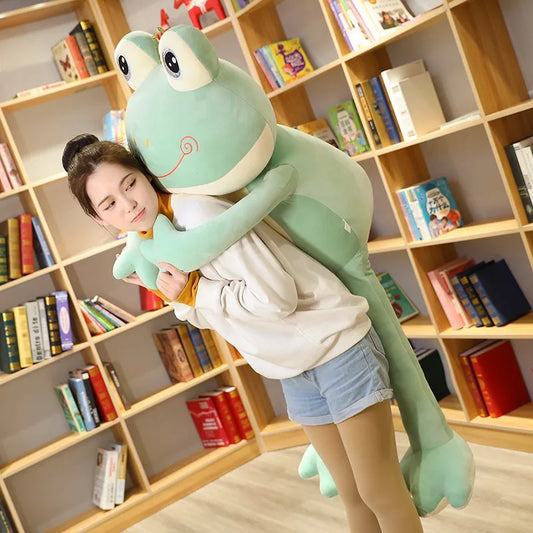 35cm-100cm Crown Frog Long Legs Plush Toy Soft Stuffed Cartoon Animal Smile Frog Doll Baby Toys Kids Girls Birthday Gifts