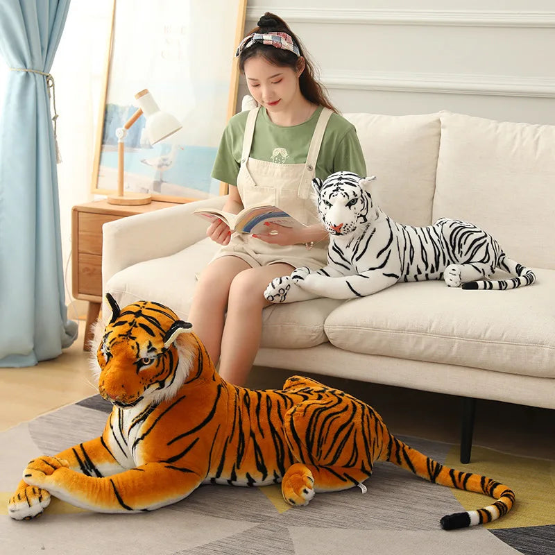 50-160cm Lifelike Tiger Plush Toys Ferocious Wild Animals Simulation White Brown Forest King Doll Children Kids Birthday Gifts