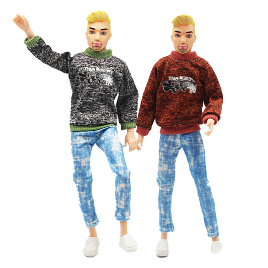 Ken Doll Clothes Doll Boyfriend Casual Wear Daily Suit Man Male Winter Sweater Cloths for Ken Doll Accessories for 30cm Doll