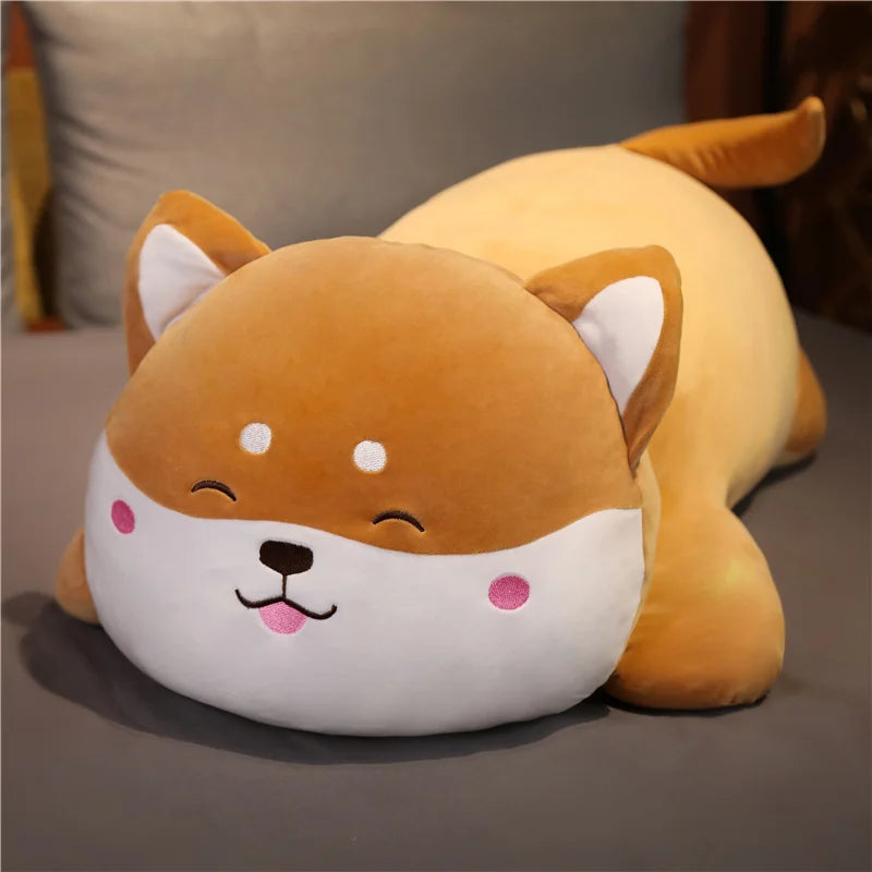 40-100cm Cute Lying Akita Dog Plush Toy Stuffed Soft Animals Shiba Inu Chai Dog Sleep Doll Pillow Kawaii Toys Gift for Children