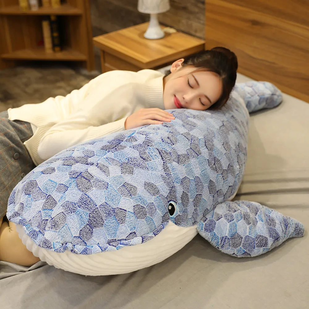 High Quality 110cm Giant Size Whale Plush Toy Blue Sea Animals Stuffed Toy Huggable Shark Soft Animal Pillow Gift